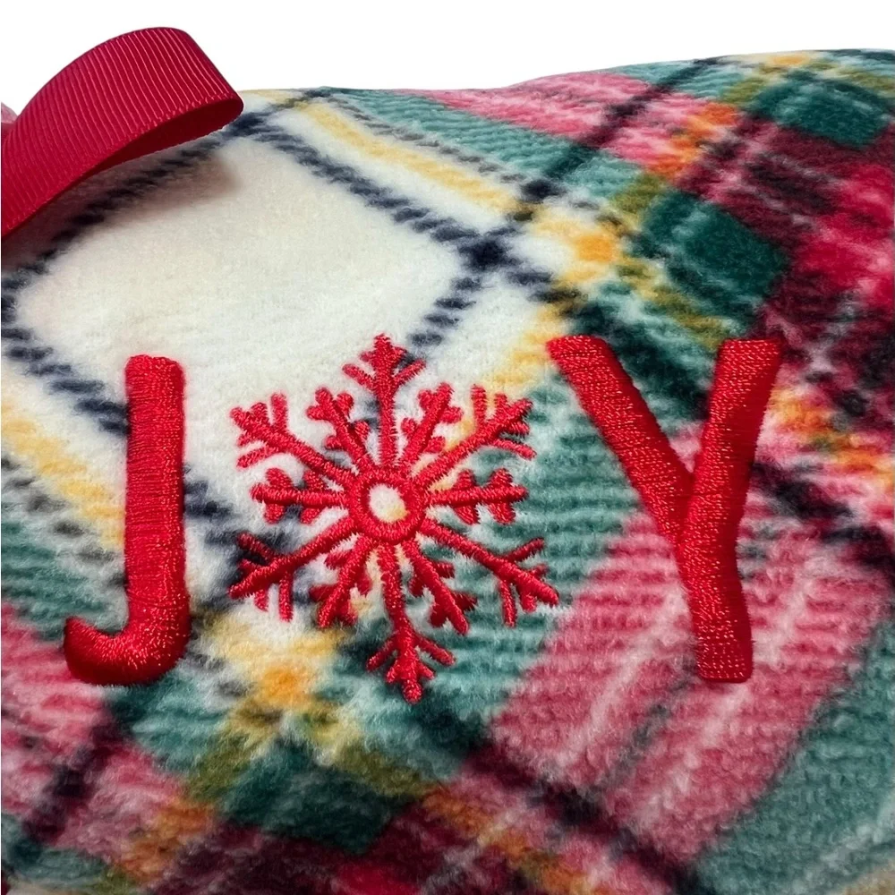 NWT Talbots Tartan Plaid Fleece Blanket Throw JOY 48 x 60 Cabincore Cozy Holiday
